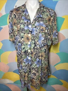 S.L Fashion’s Vintage 80s Women’s  Floral Short-Sleeve Button-Up Shirt sz 20
